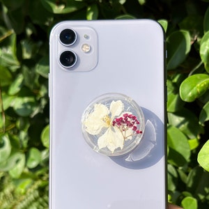 Handmade Pressed Flower Phone Grip Holder, Dried Flower Phone Grip, Real Flower Phone Stand, Cute Phone Grip, Thanksgiving Christmas Gift