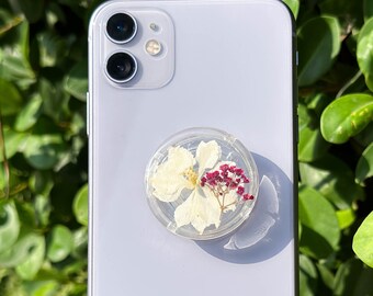 Handmade Pressed Flower Phone Grip Holder, Dried Flower Phone Grip, Real Flower Phone Stand, Cute Phone Grip, Thanksgiving Christmas Gift