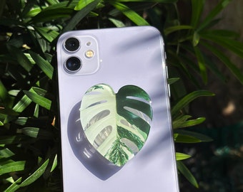 Rare Monstera Albo Variegated Plant Phone Grip Holder, Green Leaf Phone Grip , Plant lovers Phone Stand, Phone Accessories, Christmas Gift