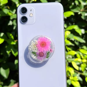 Handmade Real Daisy Phone Grip, Pressed Flower Phone Grip Holder, Dried Flower Phone Grip, Phone Charm Stand, Thanksgiving Christmas Gift
