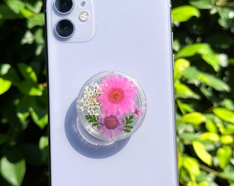 Handmade Real Daisy Phone Grip, Pressed Flower Phone Grip Holder, Dried Flower Phone Grip, Phone Charm Stand, Thanksgiving Christmas Gift