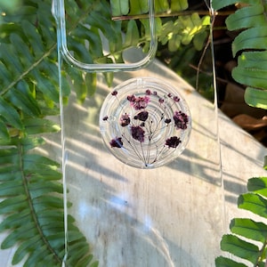 Handmade Purple Baby's Breath Phone Grip, Pressed Flower Phone Grip Holder, Magnetic Phone Grip, Dried Real Flower Phone Stand, Phone Charm