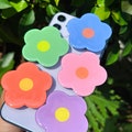 Single Solid White Black Colour Flower Phone Grip,  Green Brown Purple Round Resin Phone Grip, Magnetic Mobile Phone Stand, Cute Phone Grip