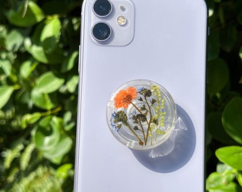 Handmade Forget Me Not Phone Grip Holder, Dried Flower Phone Grip, Phone Charm, Phone Grip, Pressed Flower Phone Grip, Christmas Gift
