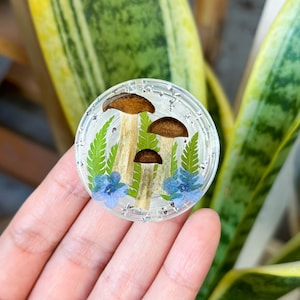Handmade Forget Me Not Phone Grip Holder, Dried Leaf Phone Grip, Cute Phone Charm, Pressed Mushroom Magnetic Phone Grip, Phone Holding Base