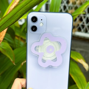 Single Solid White Black Colour Flower Phone Grip, Green Brown Purple Round Resin Phone Grip, Magnetic Mobile Phone Stand, Cute Phone Grip Purple