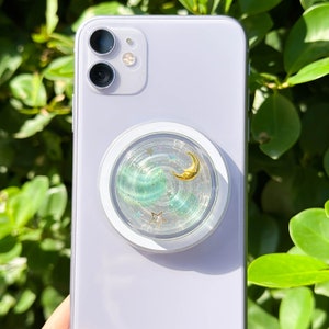 Handmade Moon Space Phone Grip Holder, Star Phone Grip, Silver Foil Phone Grip, Phone Charm, Phone Stand, Thanksgiving Gift, Christmas Gift