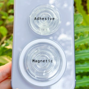 Single Solid White Black Colour Flower Phone Grip, Green Brown Purple Round Resin Phone Grip, Magnetic Mobile Phone Stand, Cute Phone Grip Transparent