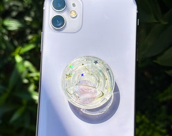 Handmade Moon Space Phone Grip Holder, Star Phone Grip, Silver Foil Phone Grip, Planet Phone Charm, Phone Stand, Thanksgiving Christmas Gift