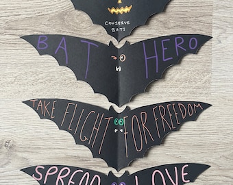 Hanging Bat Halloween decorations. 15% to Support Bat Conservation Trust