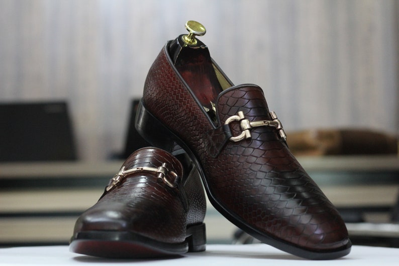 Handmade Python Slip On Loafers, Leather Loafer Shoes For Men's