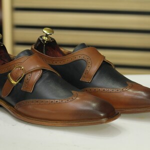 Leather sole monk strap shoe wedding groomsman style