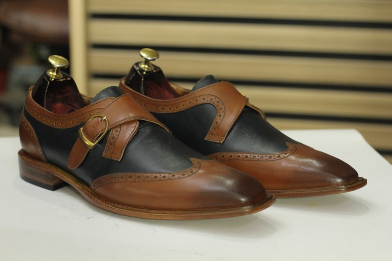 Leather sole monk strap shoe wedding groomsman style