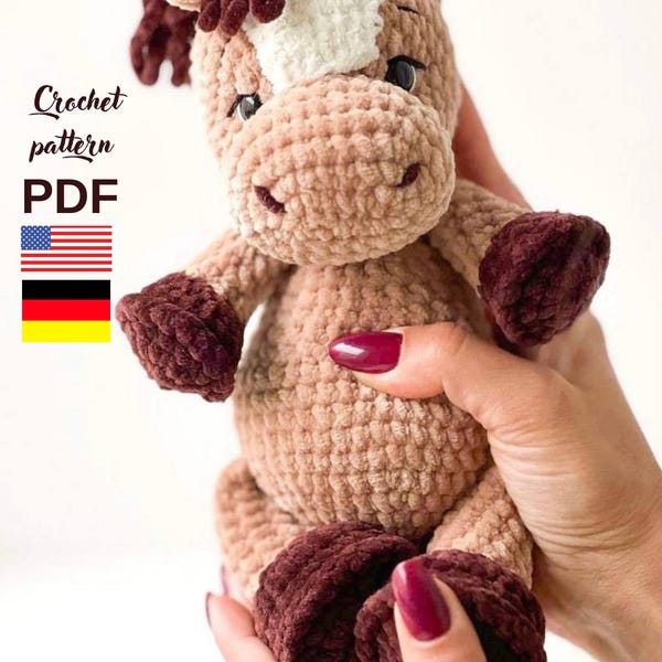 Modello di cavallo all'uncinetto: peluche amigurumi (schema PDF)