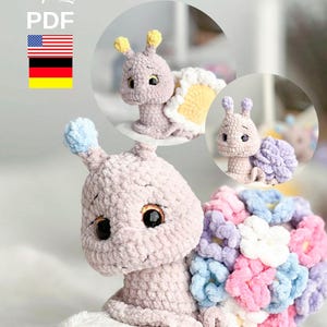 Haakpatroon Bloemenslakken gehaakte slak amigurumislak slakkenpatroon DIYgehaakt speelgoed handgemaaktcadeau slak schattigamigurumi afbeelding 1