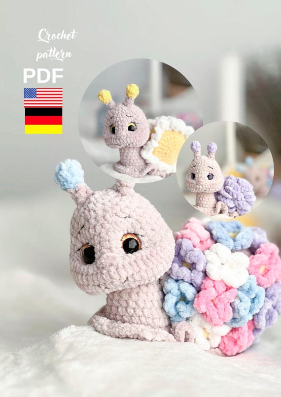 Crochet pattern Flower Snails crochetsnail amigurumisnail snailpattern DIYcrochet crochettoy handmadegift snaillover cuteamigurumi