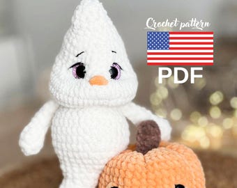 May include: Crocheted ghost and pumpkin amigurumi pattern. The pattern is available as a PDF download. Crochet pattern PDF.
