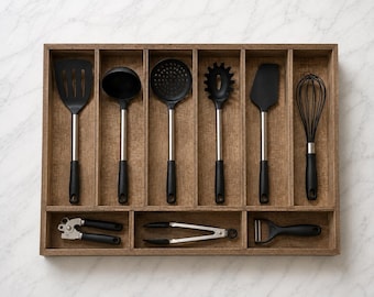 Custom Birch Plywood Kitchen Drawer Organizer – Handmade Utensil & Cutlery Insert
