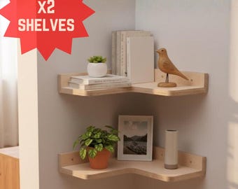 Corner Mounted Shelf (Set of 2) – Wooden Scandinavian Corner Shelf 28x12 cm