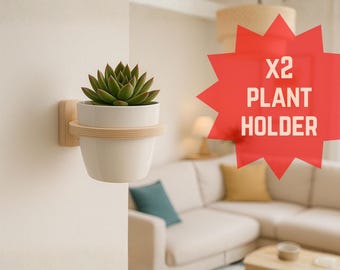Plant Holder (Set of 2) Small Minimalist Birch Plywood  - Wall Mounted Indoor Planter