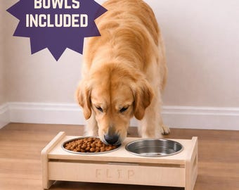 Benutzerdefinierte erhöhter Fressnapf mit geneigten Schalen, doppelt erhöhter Hundenapfständer, ergonomische Futterstation, Hundegeschenkidee