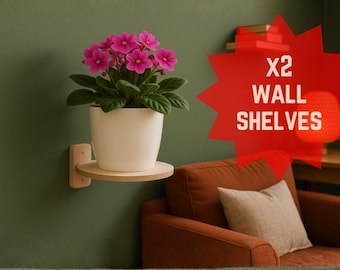 Wall Shelf (Set of 2) Medium Minimalist Birch Plywood   - Small Space Decor (15 cm / 5.9 in)
