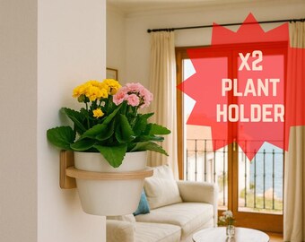 Plant Holder (Set of 2) Medium Minimalist Birch Plywood - Wall Mounted Indoor Planter