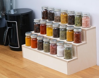 Custom Birch Plywood Spice Organizer for Countertop  - Spice Organizer for Upper Cabinet Countertop