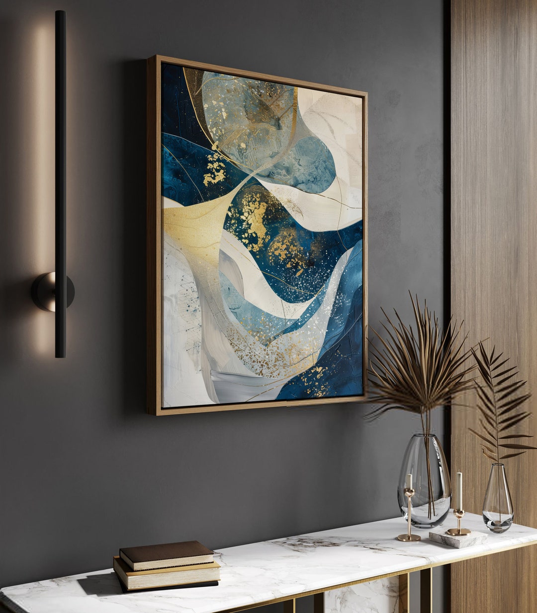 Blue and Gold Abstract Art Print – Modern Home Decor - Etsy