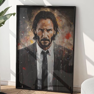John Wick Poster - Action Movie Art Print, Keanu Reeves Iconic Character Decor, Thriller Fan Gift, Cinematic Wall Art for Home or Office
