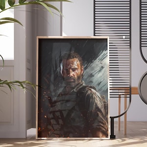 Rick Grimes Poster - The Walking Dead Art Print, Iconic Zombie Apocalypse Decor, TV Show Fan Gift, Survival Wall Art for Home or Office TWD