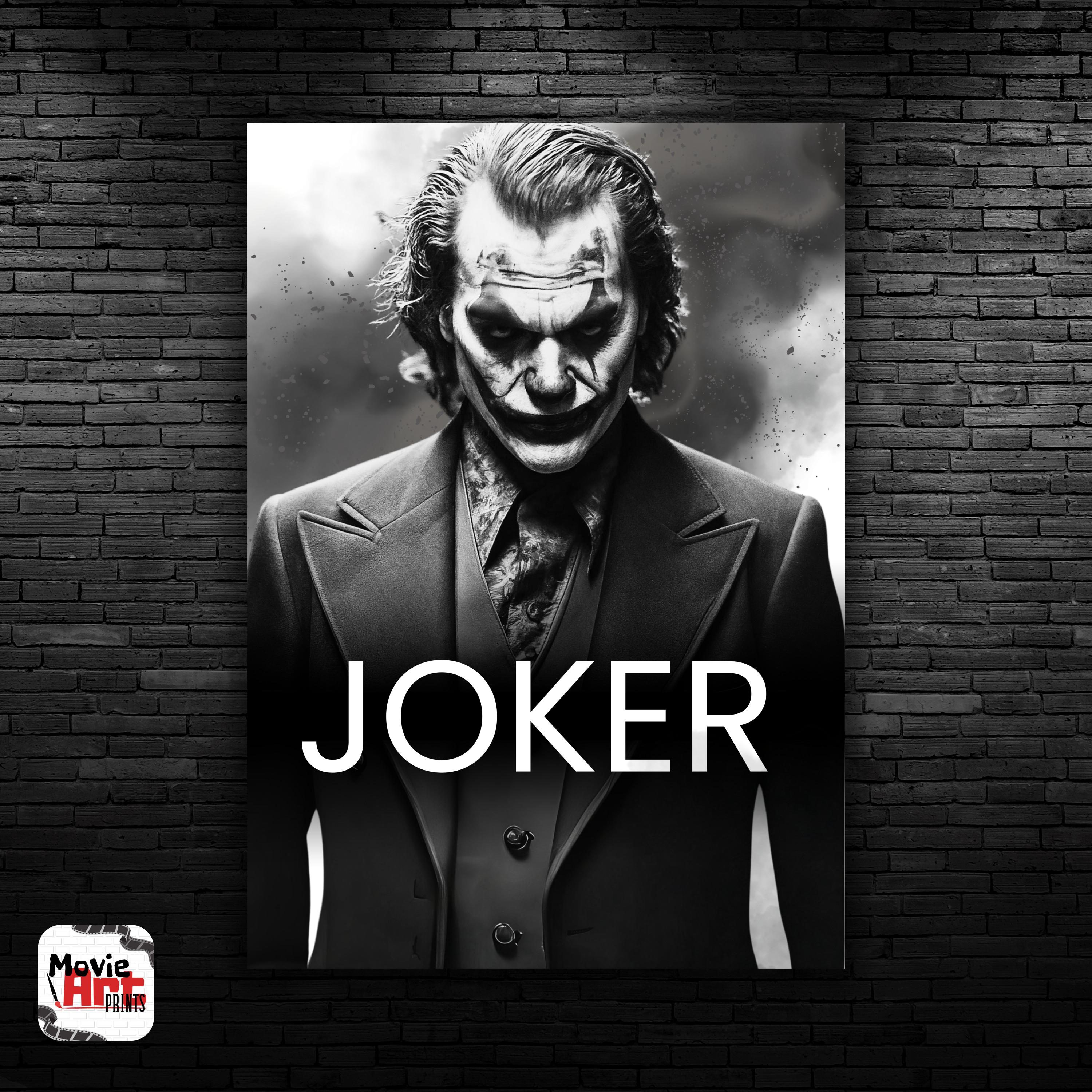 [高画質]Joker 壁板ポートレート写真 ジョーカーのモノクロポートレート、ドラマチックな映画アート