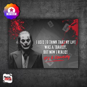Joker Movie Poster, High Quality Print, Printable Joker Art, Dark Comedy Wall Art,  Monochrome Poster, Instant Download Joker Portrait, 1677