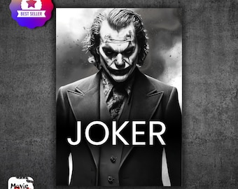 Joker Movie Monochrome Poster, Dramatic Cinematic Joker Portrait, High Quality Wall Art, Downloadable Joker Decor, Printable Joker Art, 1945