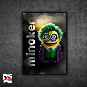 4K Minion Joker Poster, hochwertige druckbare digitale Grafik, Dark Humor Cartoon Wanddekor, Sofortiger Download Bösewicht-Thema Kunst, 1541