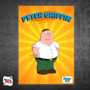 Peter Griffin Poster, Family Guy Digital Art, Cartoon Wall Decor, Funny Printable Art, Instant Download, Printable Family Guy Poster, 1665