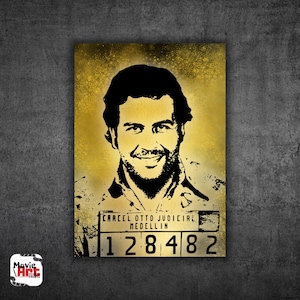 Pablo Escobar Mugshot Poster, Gold Monochrome Art, Pablo Escobar Prints, Instant Download Gold Wall Decor, Printable Narcos Wall Art, 1771
