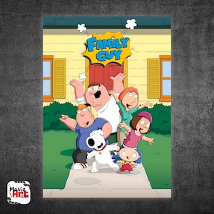 Family Guy Griffin Familien Poster - Lebendige digitaler Download, lustige Cartoon Wandkunst, Family Guy druckbare Wandkunst, Cartoon Kunstdrucke, 1326
