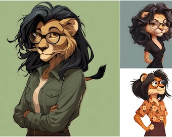 Funny Pictures of Lioness with glasses.  Elections, Suitable For Printing,  High Quality, Art Print