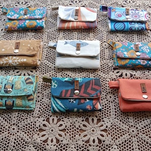 Mini Card Wallet, Handmade Cotton Wallet, Card Coin Holder, Small Cash Pouch, Credit Card Holder, Handmade Fabric Wallet,