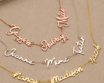 Custom Multiple Name Necklace, Personalized Family Name Necklace, Baby Name Necklace, Kids Name Jewelry, Necklace for Mom, Gifts for Grandma