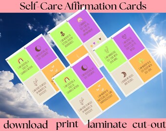 Inspire Daily: Self-Care Quotes, 80 Affirmation Cards, Easy-to-Print PDF