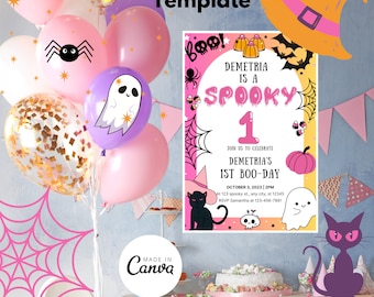Spooky One Halloween Birthday Invitation, Editable Template, Instant Download, Cute Ghost Party, 1st Birthday Invite #Spooktacular party
