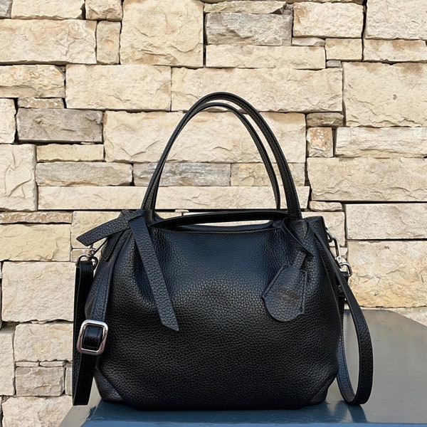 Black Leather Bag - Etsy