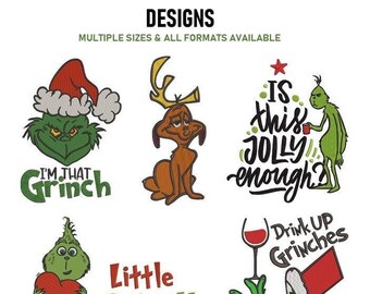 Christmas Thief Embroidery Design Pack of Five Christmas thief Embroidery Design Grinch Machine Embroidery Designs DST,PES Files Download.