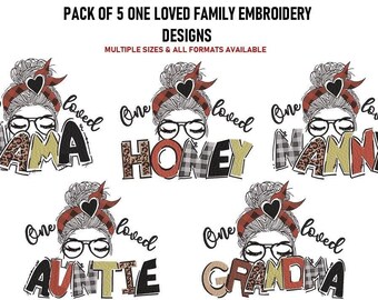 Family Machine Embroidery Design, Pack of Five Love Family Embroidery Design Family Embroidery Design DST,PES Files Instant Download
