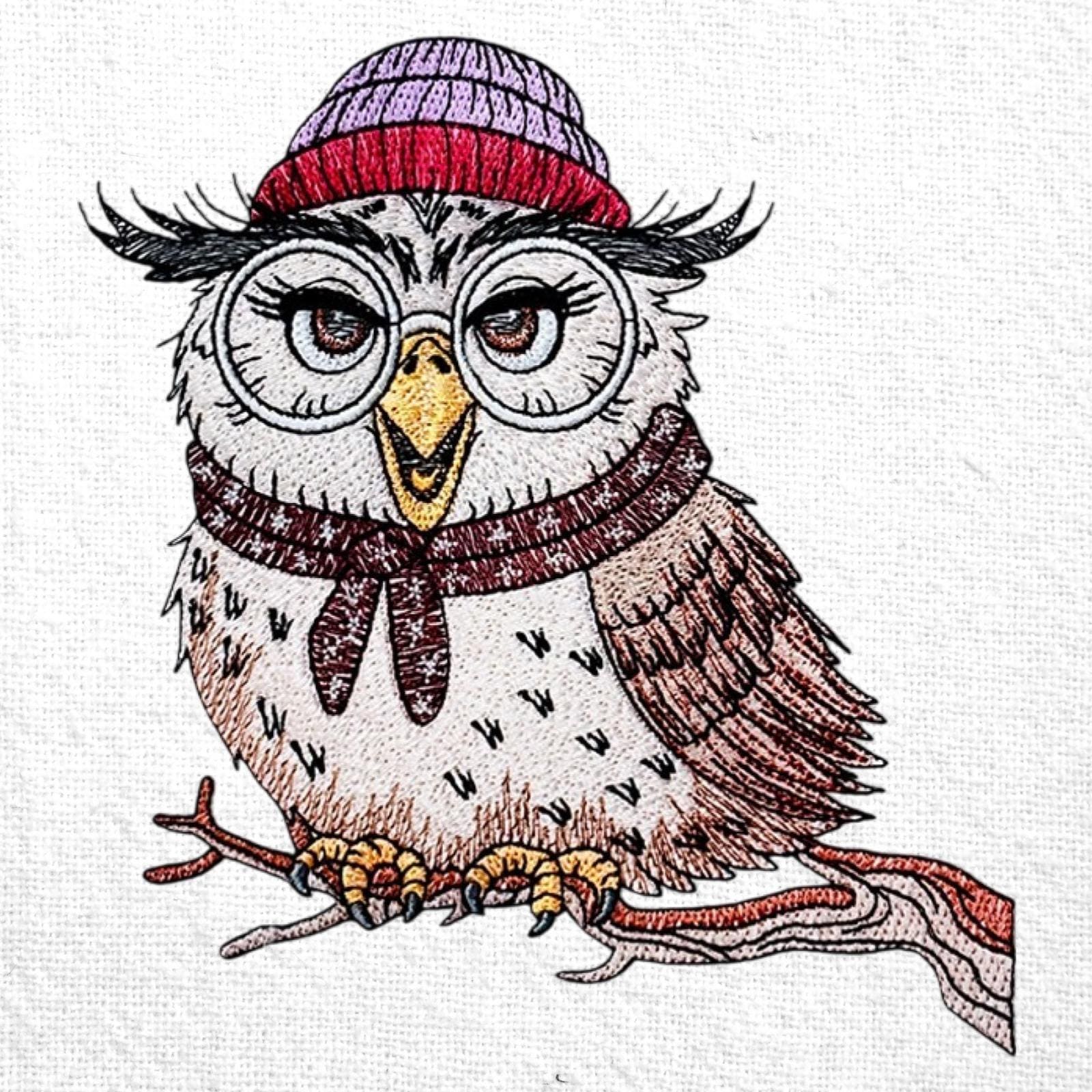 Reading Owl With Glasses Machine Embroidery Design Wise Owl Embroidery Pattern Reading Owl Embroider
