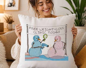 Funny Snowman Weight Loss Clinic Embroidery Design Winter Humorous Quote Pattern