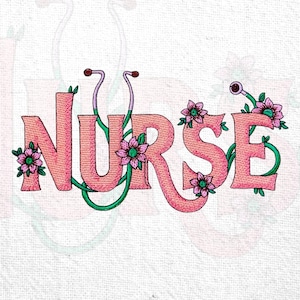 Floral Nurse Embroidery Design Nurse Machine Embroidery Flower Nurse Embroidery Pattern Nursing Embroidery File Healthcare Embroidery Design