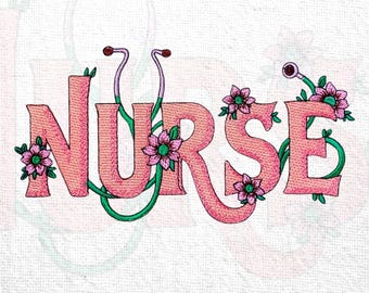 Floral Nurse Embroidery Design Nurse Machine Embroidery Flower Nurse Embroidery Pattern Nursing Embroidery File Healthcare Embroidery Design